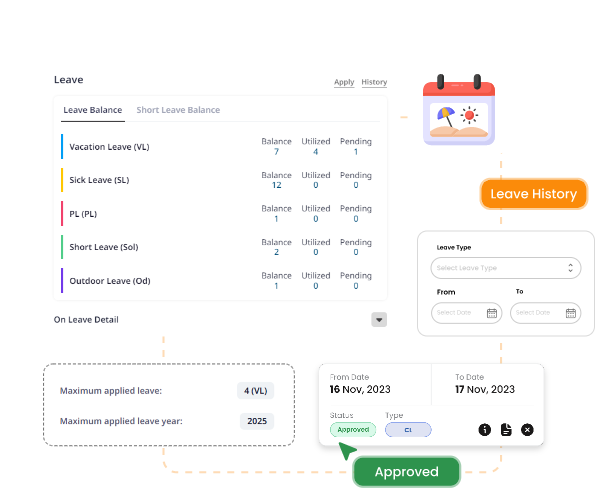 Kadrebi Leave Management Dashboard Features